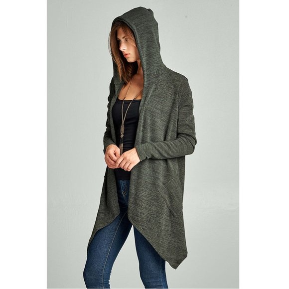 Asymmetric Fashion Cardigan Sweater Hoodie with Po - Picture 4 of 5